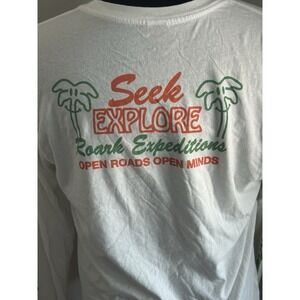 Roark Men's Long Sleeve Tee L White Open Roads Open Minds Expedition‎ Shirt
